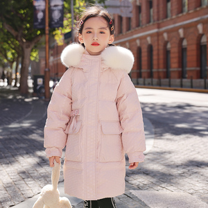 中大童女童冬季羽绒服韩版洋气长款外套5到七八9十二岁小学生儿童