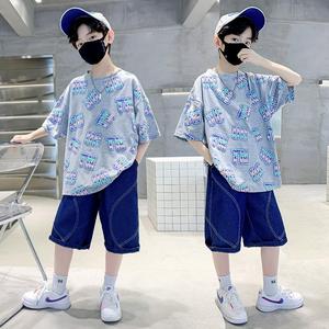 欧洲站品牌撤柜香港外贸潮牌儿童装男童夏装套装夏款运动男孩夏季
