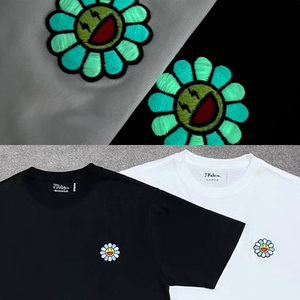 j balvin村上隆太阳花短袖t恤夜光潮流日系街头fog高街藤原浩tee