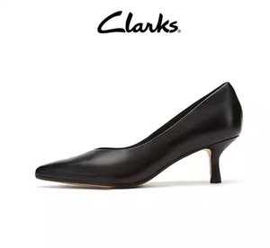 Clarks其乐女鞋高跟鞋2024秋季新款小猫跟通勤鞋尖头鞋舒适单鞋女
