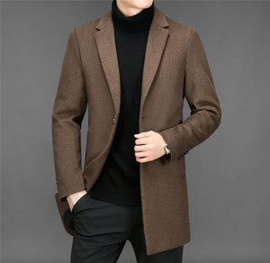 雅戈尔2021毛呢大衣男士秋冬季修身韩版时尚休闲羊毛羊绒中长款休