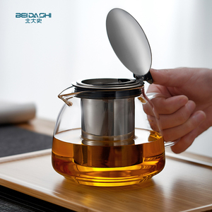 玻璃泡茶壶 北欧风格 家用耐热大容量红花茶壶不锈钢过滤茶具单壶