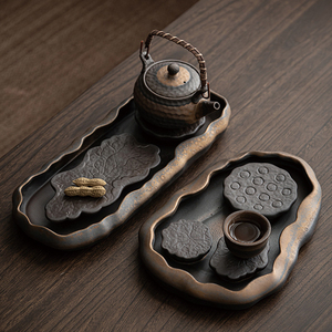 禅意日式茶盘小型家用储水简易干泡台茶具壶承托盘茶台