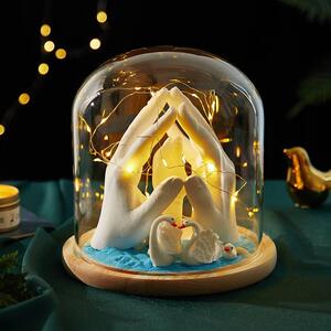 手模型石膏情侣制aj001a00作周年纪念礼物款手掌印泥粉手工diy模