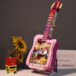 FUNSS吉他系列小颗粒拼装积木潮玩摆件男女孩七夕情人节礼物玩具
