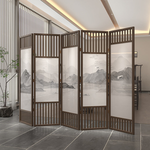 新中式屏风折叠移动客厅卧室隔断玄关遮挡酒店餐厅分隔装饰背景墙