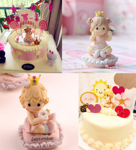 公主蛋糕装饰摆件 可爱月份女孩蛋糕 宝宝周岁宝宝白天蛋糕装饰