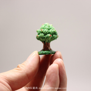超小号 迷你版 小树 苹果树 花树 树脂材质 场景模型摆件盆栽饰品