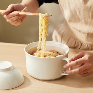 ins陶瓷泡面碗宿舍用学生带盖个人专用汤碗碗筷餐具一二人食家用