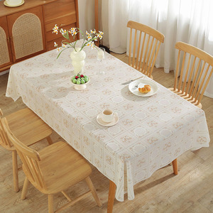 PVC蕾丝桌布防水防油防滑防烫家用免手洗长方形茶几餐桌布欧式风