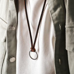 w姚表哥家 小配件装饰 男女 阿美咔叽复古风 可调节牛皮项链挂坠