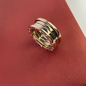 98新 bvlgari 宝格丽经典弹簧三环玫瑰金戒指 59号