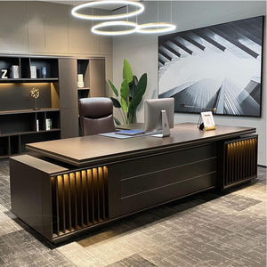 黎富办公家具老板桌董事长办公室高端灯带ceo轻奢办公桌椅组合2米