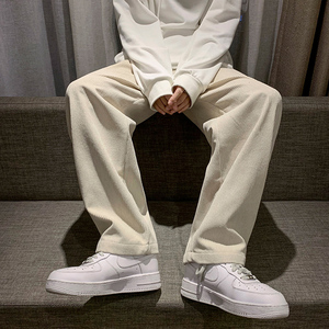 米白色工装裤子男韩版潮流痞帅直筒阔腿盐系穿搭裤子高街ins潮牌