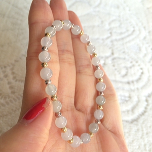 冰种白月光天然a货翡翠正品白色手链小珠子5-6女款白冰缅甸玉手串