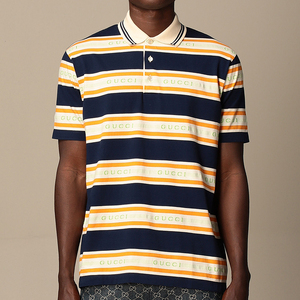 海龟与红翼 gucci古奇 21春 潮流多色条纹印花休闲短袖polo衫