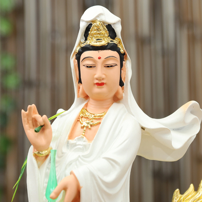 正品踏龙观音佛像家用供奉海岛观音娘娘新款南海观世音菩萨树脂玻