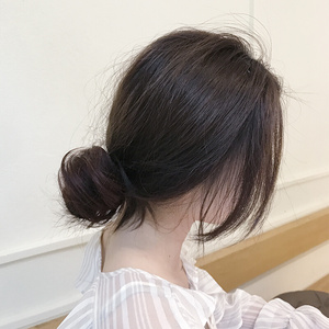 正品低丸子头假发女 真发半丸子头盘发花苞头 小号懒人蓬松假发包