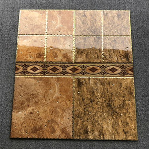 咖啡色棕色带金边抛晶砖300x300厨房卫生间瓷砖轻奢k金墙砖地板砖
