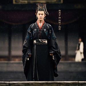 影视古装三国机密同款古装男汉服皇帝服汉武帝古装黑x色龙袍演出