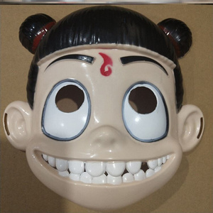 日本购哪吒面具头套魔童降世面具三太子哪咤万圣节面r具表演影视