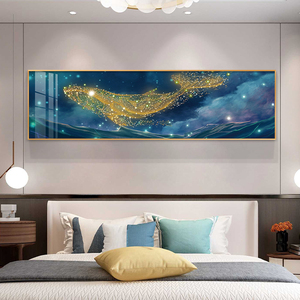 鲸鱼卧室床头装饰画现代抽象高级感酒店房间背景墙壁画儿童房挂画