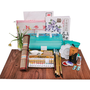 六品堂国画工具套装水墨画中国画毛笔初学者小学生入门儿童矿物颜料24