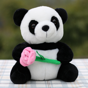 送玫瑰花的熊猫使者毛绒玩具黑白公仔布娃娃玩偶成都旅游纪念品