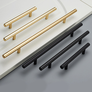 美式抽屉柜门把手铝合金现代简约加长黑色橱柜欧式铜色衣柜门拉手