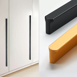柜门拉手黑色现代简约金色高档铝合金柜子抽屉拉手橱柜衣柜门把手
