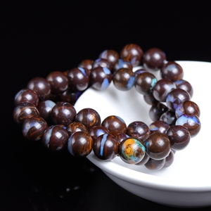 七宝水晶天然铁欧泊手链澳宝单圈手串opal蛋白石火彩男女款饰品