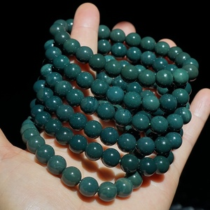 戈壁泥石绿泥石手链绿碧玉手串9mm单圈绿色原石手串