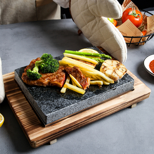火山石板牛扒烤盘西餐厅牛排煎盘耐高温花岗石烧牛排盘岩石烧烤盘