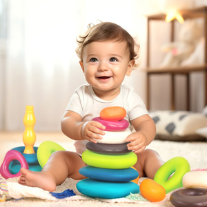 btoys比乐叠叠乐婴儿可啃咬儿童宝宝益智早教套圈玩具积木堆环6月