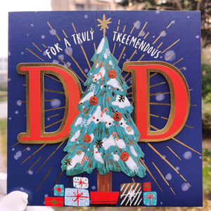 送爸爸圣诞节贺卡立体英文欧美圣诞树dad父亲christmas card温馨