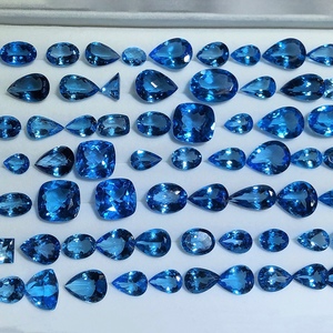 天然托帕石裸石蓝色水晶千禧工裸石戒面心瑞士蓝伦敦蓝长方形戒指