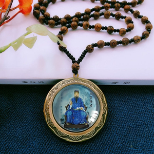 文昌帝君吊坠魁星点斗文曲星神像项链空心可打开男女挂件