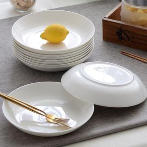 5寸碟子纯白骨瓷7/6寸盘子菜盘家用中式炒菜汤盘深口圆形小菜碟盘