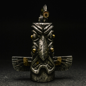 偶屿925纯银图腾柱吊坠原创印第安图腾雷鸟挂件手工个性印章摆件a