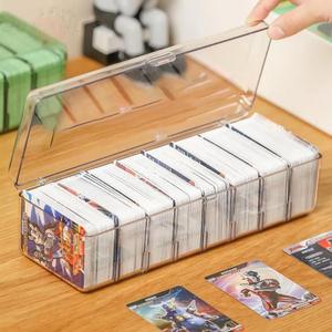 卡片收纳盒球星卡透明卡牌大容量便携式游戏王卡可隔断带盖整理箱