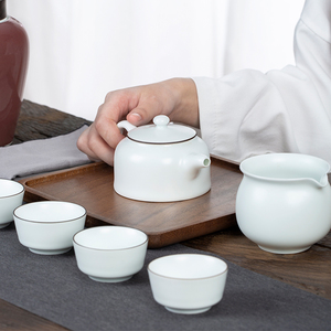 景德镇官方国货陶瓷功夫茶壶中式白瓷茶具套装羊脂白玉家用泡茶壶