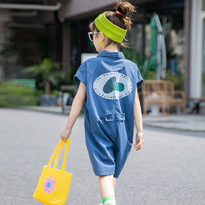 女童连体裤夏儿童连体衣女大童连体短裤时髦潮酷夏装网红裤子霸气