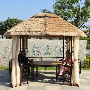 户外凉亭庭院别墅农家乐茅草棚景区小木屋室外亭子仿真稻草毛草亭