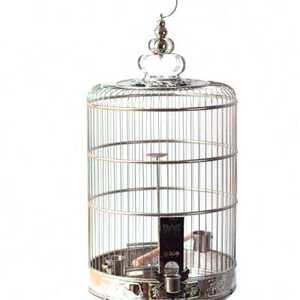 闪兔 不锈钢鸟笼百灵鸟笼蘑菇台蝴蝶杯 精雕大型加粗钢丝百灵笼o