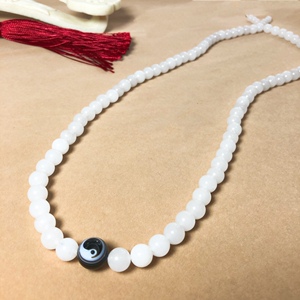 纯天然金丝白玉81颗108颗念珠佛珠道教道家流珠手串饰品