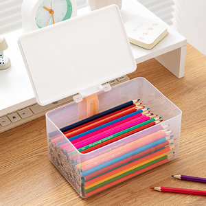 铅笔收纳盒大容量透明橡皮擦文具盒笔筒装彩铅儿童蜡笔绘画马克笔