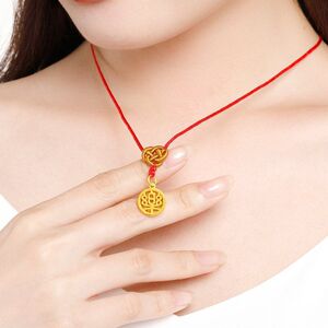 糊涂老庙祝999足金福字吊坠黄金喜字项链女小金牌红绳福牌男喜牌