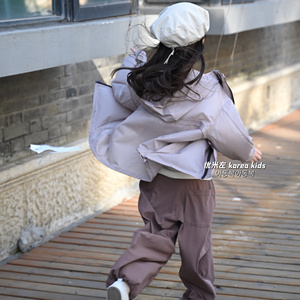 波拉bora韩国童装女童风衣2024新款儿童春装外套中大童防晒服男童