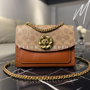 【麦麦美国代购】coach/蔻驰专柜款 parker18 山茶花小斜挎链条包