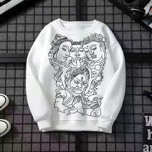 三面佛衣服精神小伙社会网红纹身图案学生冬季卫衣加绒男潮流半袖